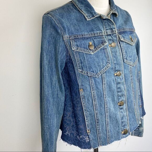 Free People Lace Paneled Jean Jacket - Picture 4 of 7